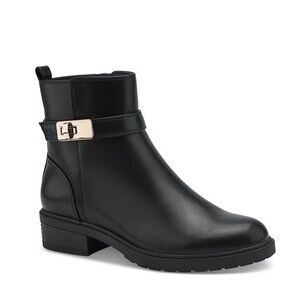 Giani Bernini Womens 7 M Black Faux Leather Becca Buckled Ankle Booties NEW JX9